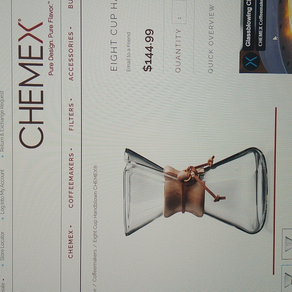 NWOT- Chemex 8 Cup Handblown Filter drip coffeemaker